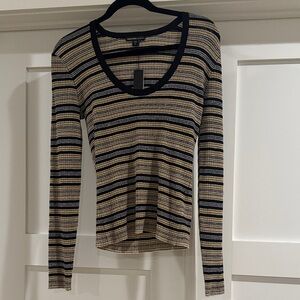 James Perse Linen Ribbed U-Neck Shirt